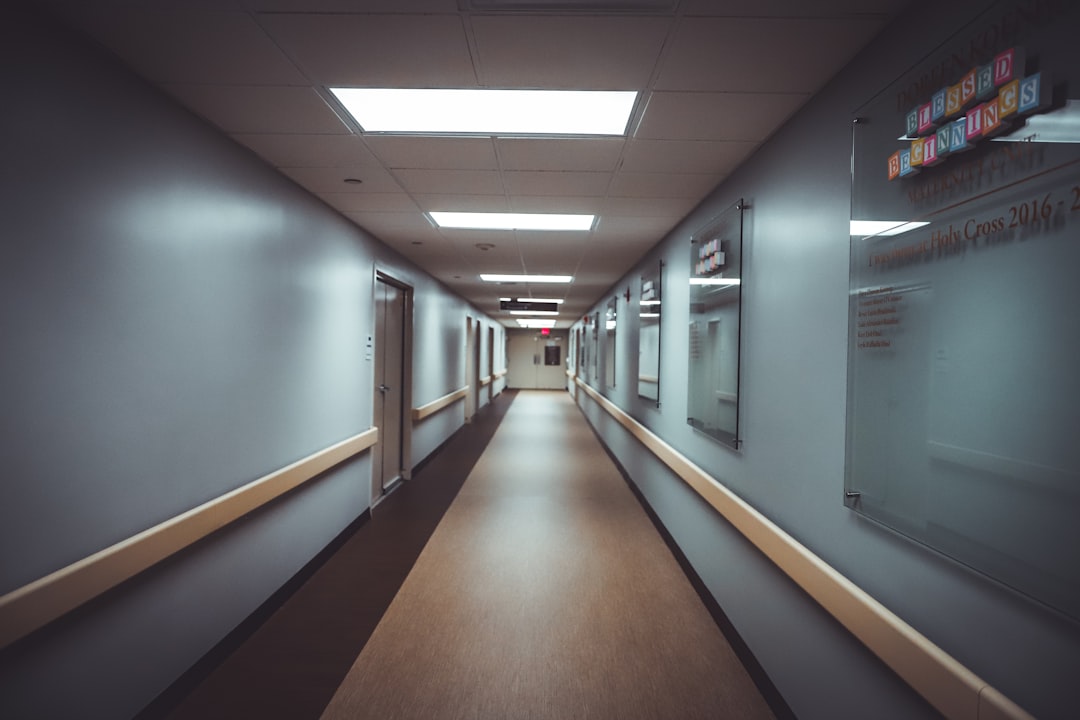 building hallway with lights