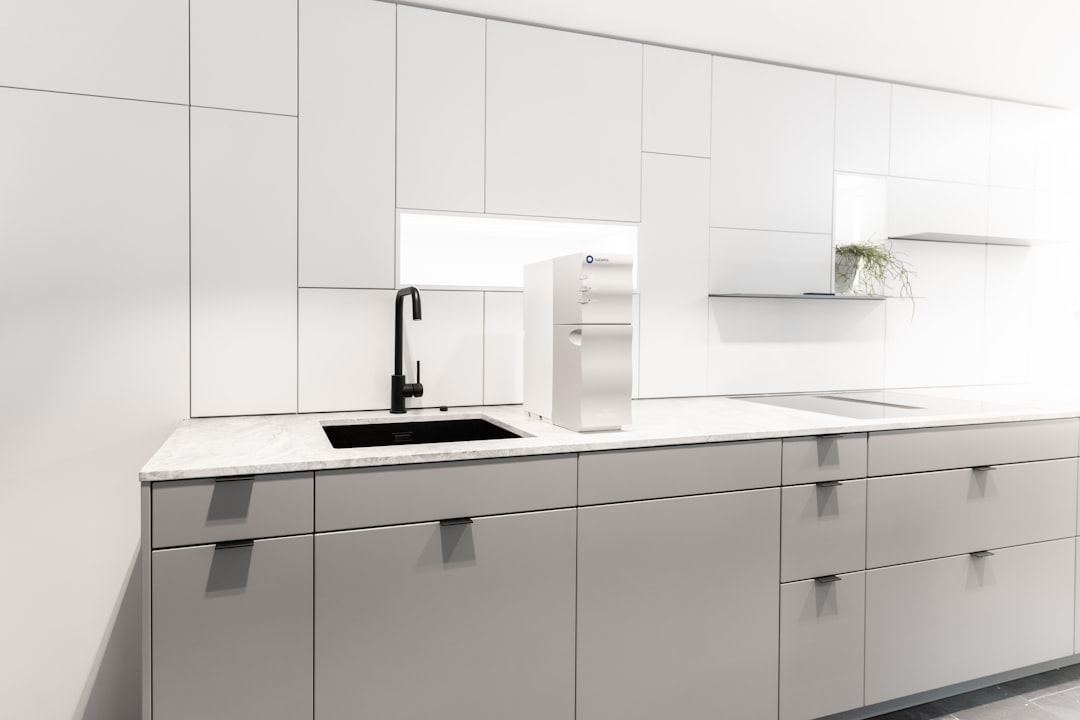 Phenolic compact laminate casework in a laboratory setting with rounded corners for infection control
